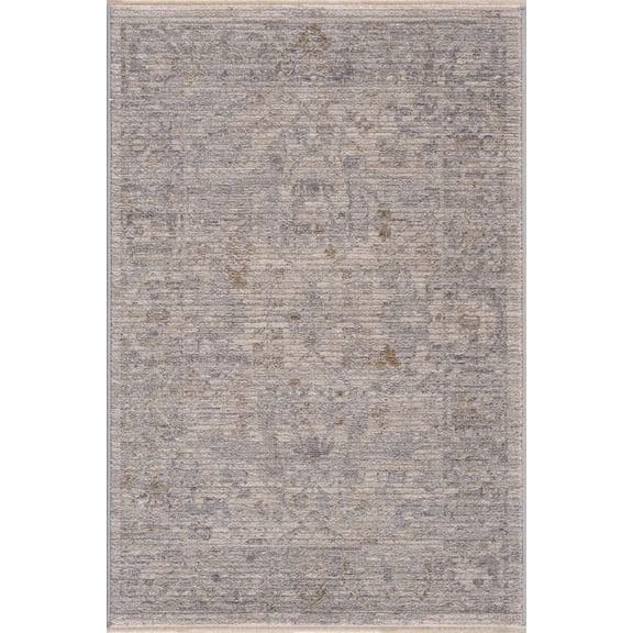Boutique Rugs Ayarn Traditional Floral Area Rug - Medium Gray, Charcoal, Teal - 5' x 7'5"