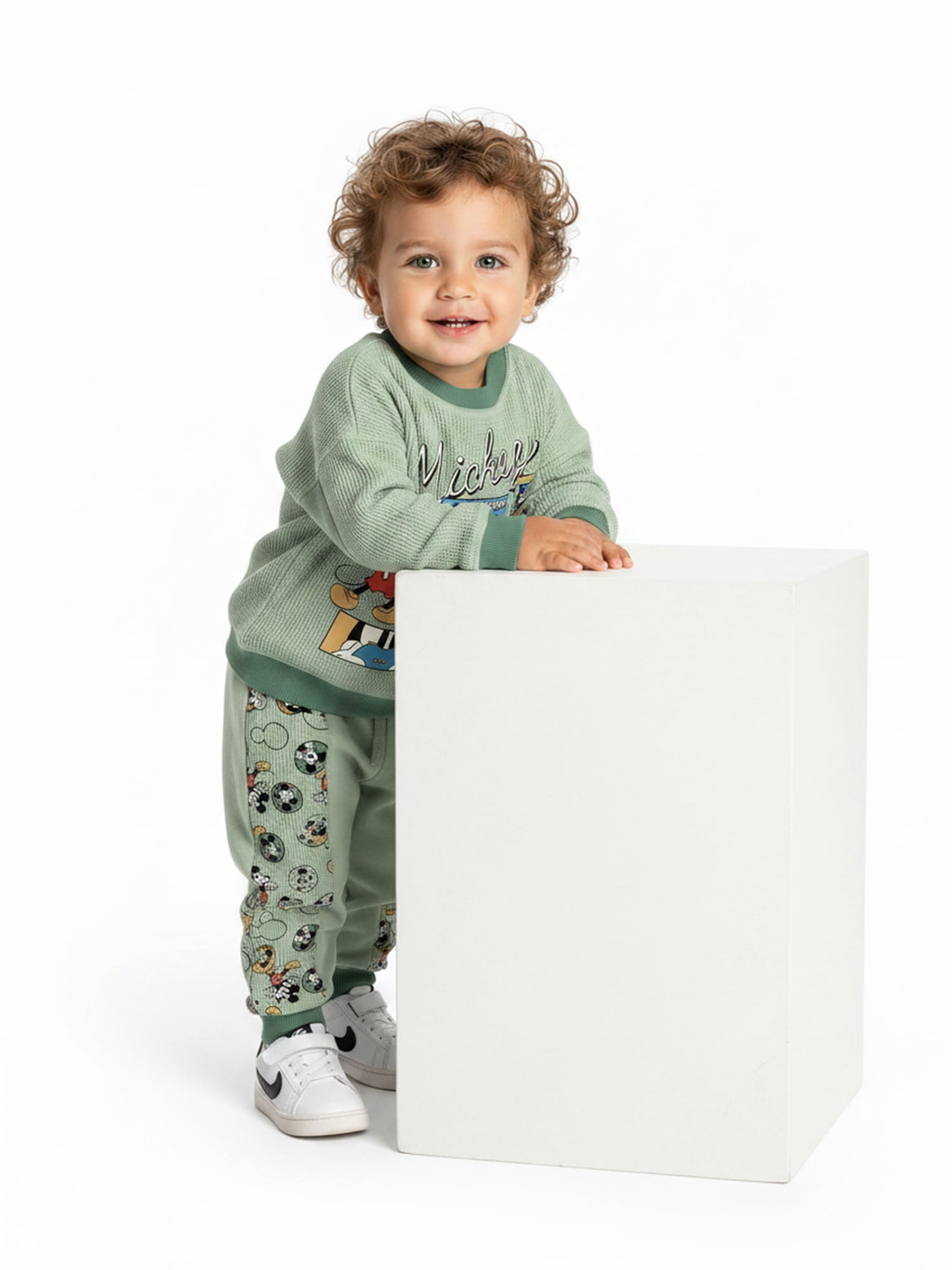Mickey Mouse Baby Boys Waffle Knit Top and Pants Set, 2-Piece, Sizes 0M-24M