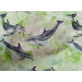 thumbnail image 5 of oneOone Cotton Poplin Light Green Fabric Whale Craft Projects Decor Fabric Printed By The Yard 42 Inch Wide, 5 of 5