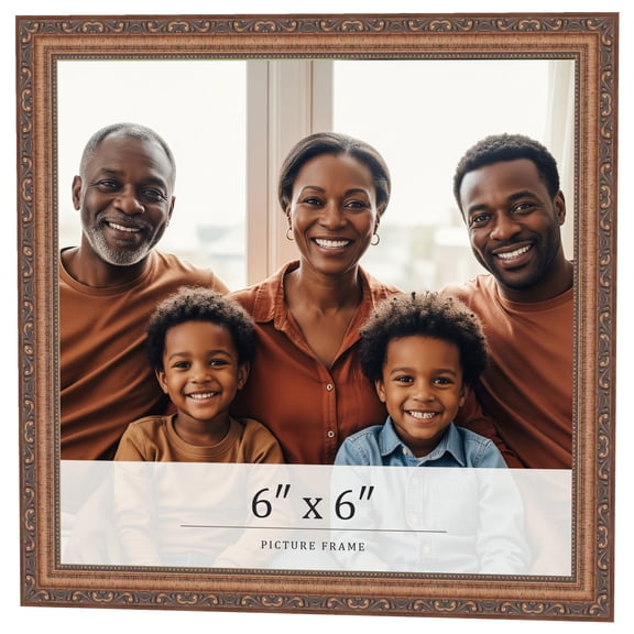 6x6 Frame Gold Solid Wood Picture Frame Width 1.25 Inches | Interior Frame Depth 0.375 Inches |