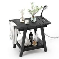 Dycanpo Shower Chair for Bathtub,Waterproof Non-Slip Shower Bench with Armrests/Storage Shelf,Black