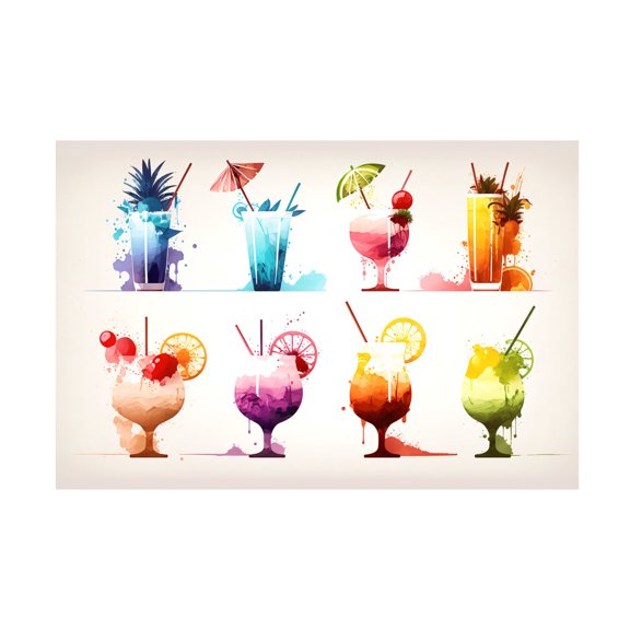 Canvas Wall Art - Ray Heere 'Mid Century Cocktails And Drinks 14' Wall Art for Living Room, Bedroom, or Office Décor by Trademark Fine Art - 19 x 12 Inches