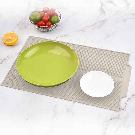 Fasiaou 1 Counts Silicone Drying Mat for Kitchen Sink Dish Drainer Pad Heat Resistant Non-Slip Drip Tray for Dishes Fruits Vegetables Countertop Protector Durable Dish Rack Replacement