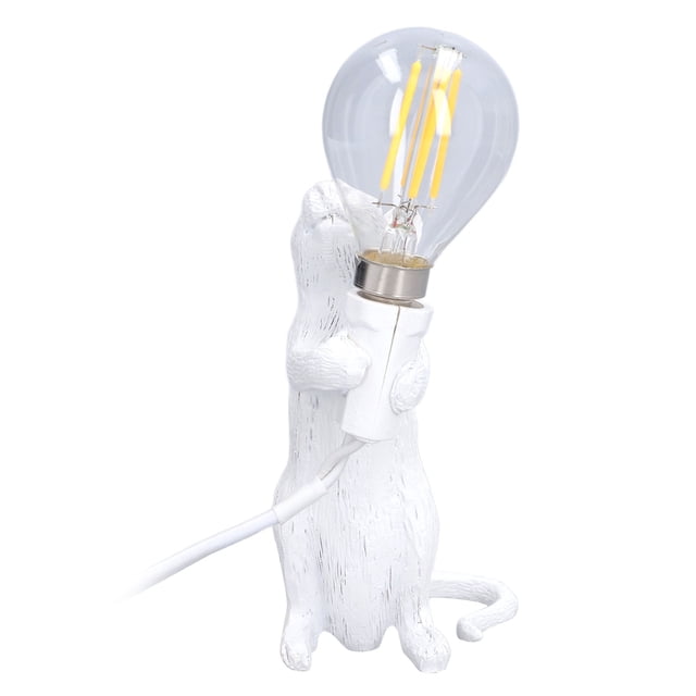 Animal Lamp, Lifelike Image Beautiful Practical Modern Resin Mouse Lamp For Cafe For Home Decor For Office Gold,White
