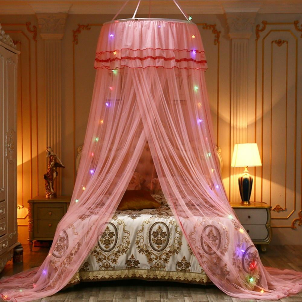 Luxury Princess Pastoral Lace Bed Canopy Net Crib, Round Hoop Princess