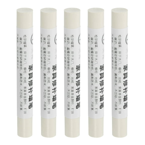 Furniture Repair Crayons Wax Filler Stick, 5Pcs Touch Up Pen Markers, Milky White