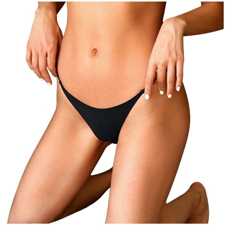 

BIZIZA Women Thongs G-string Lingerie Panties Low Rise Sexy Bikini Plus Size Black M