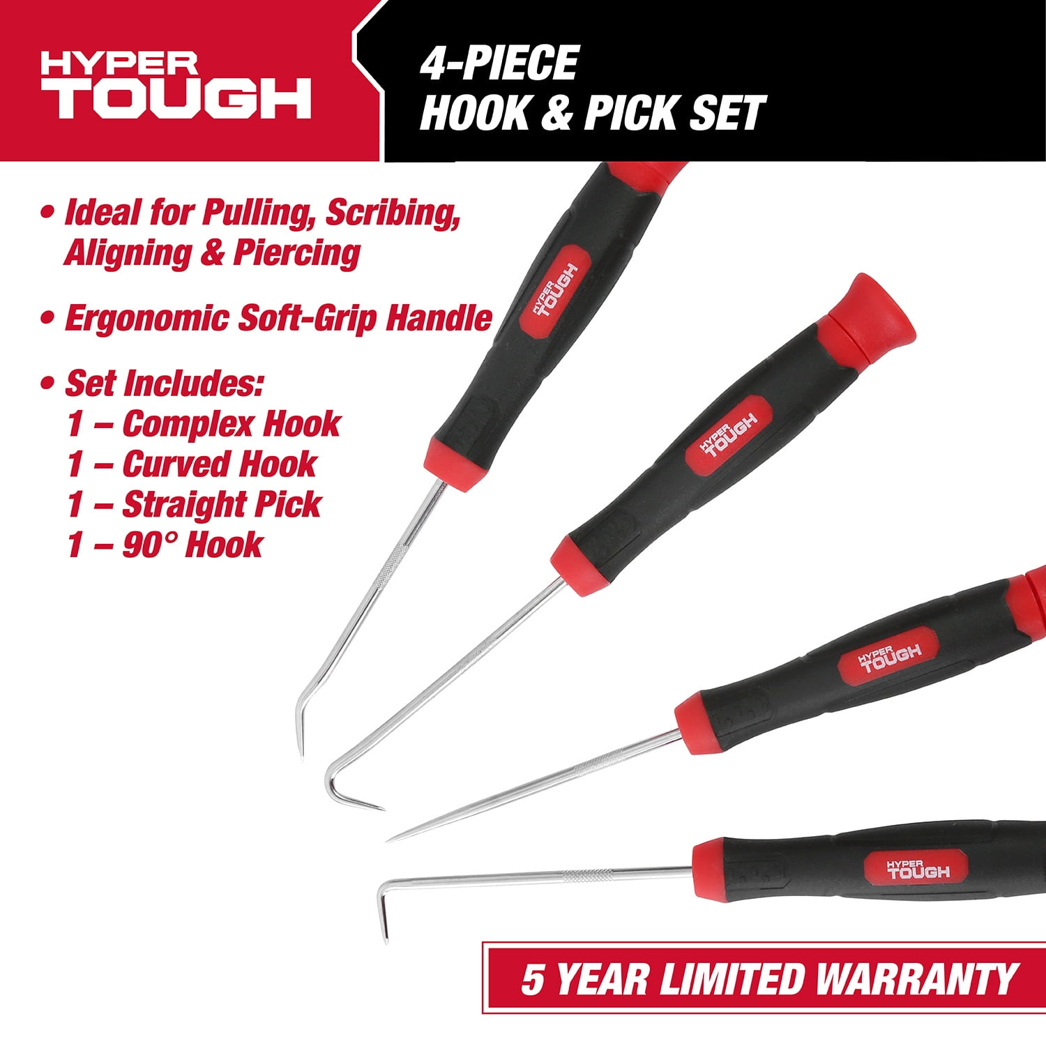 Hyper Tough 4-Piece Set. Curved Hook, Complex Hook, 90