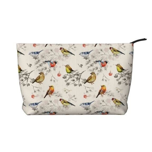 Picia Little Birds Printed Cosmetic Bags for Women Makeup Bag Large Capacity Purse Travel Toiletry Zipper Storage Pouch Make up Brushes Organizer for Gifts