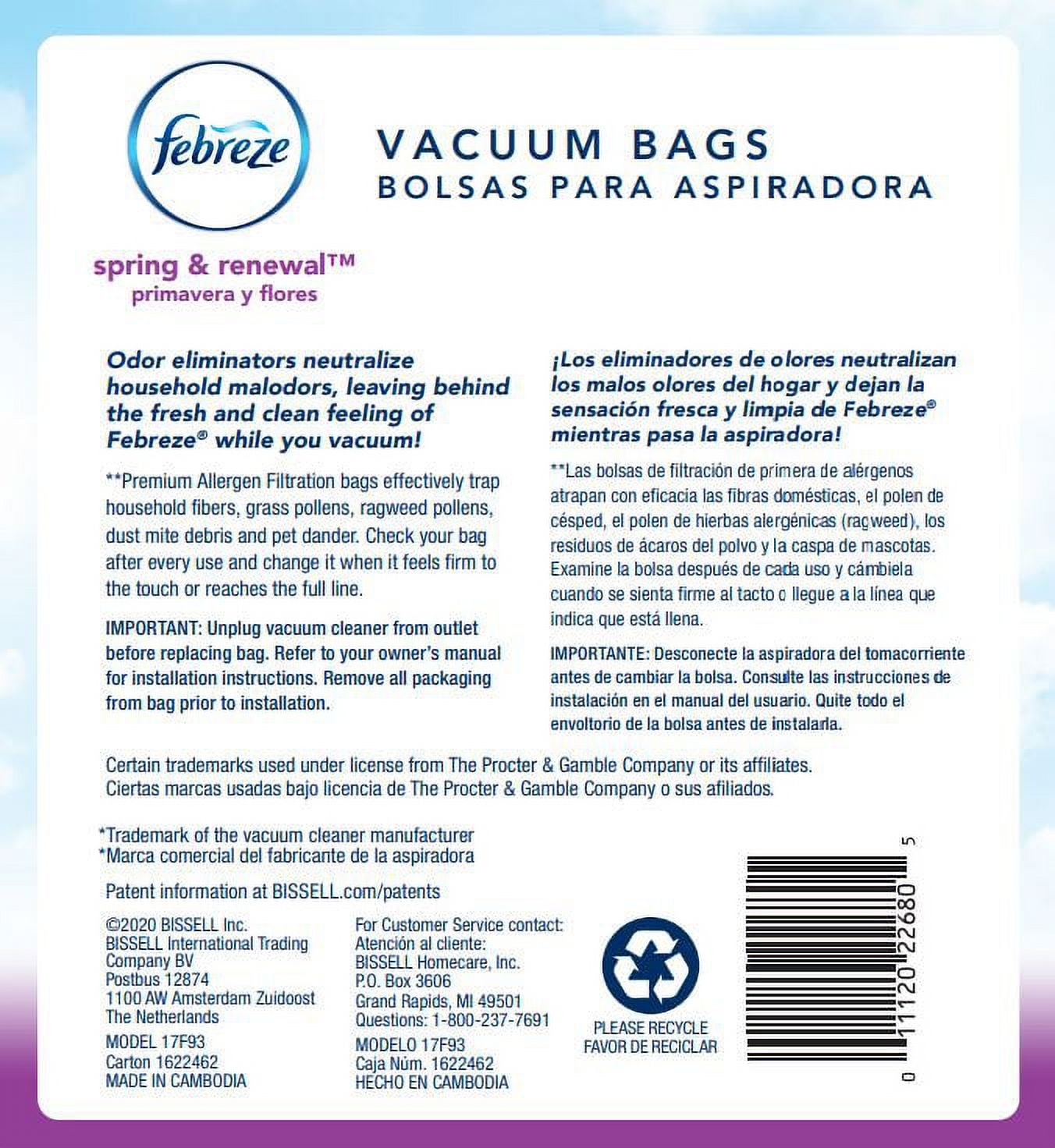 Febreze Vacuum Bags, Spring & Renewal, Bissell Style 7 - 3 bags