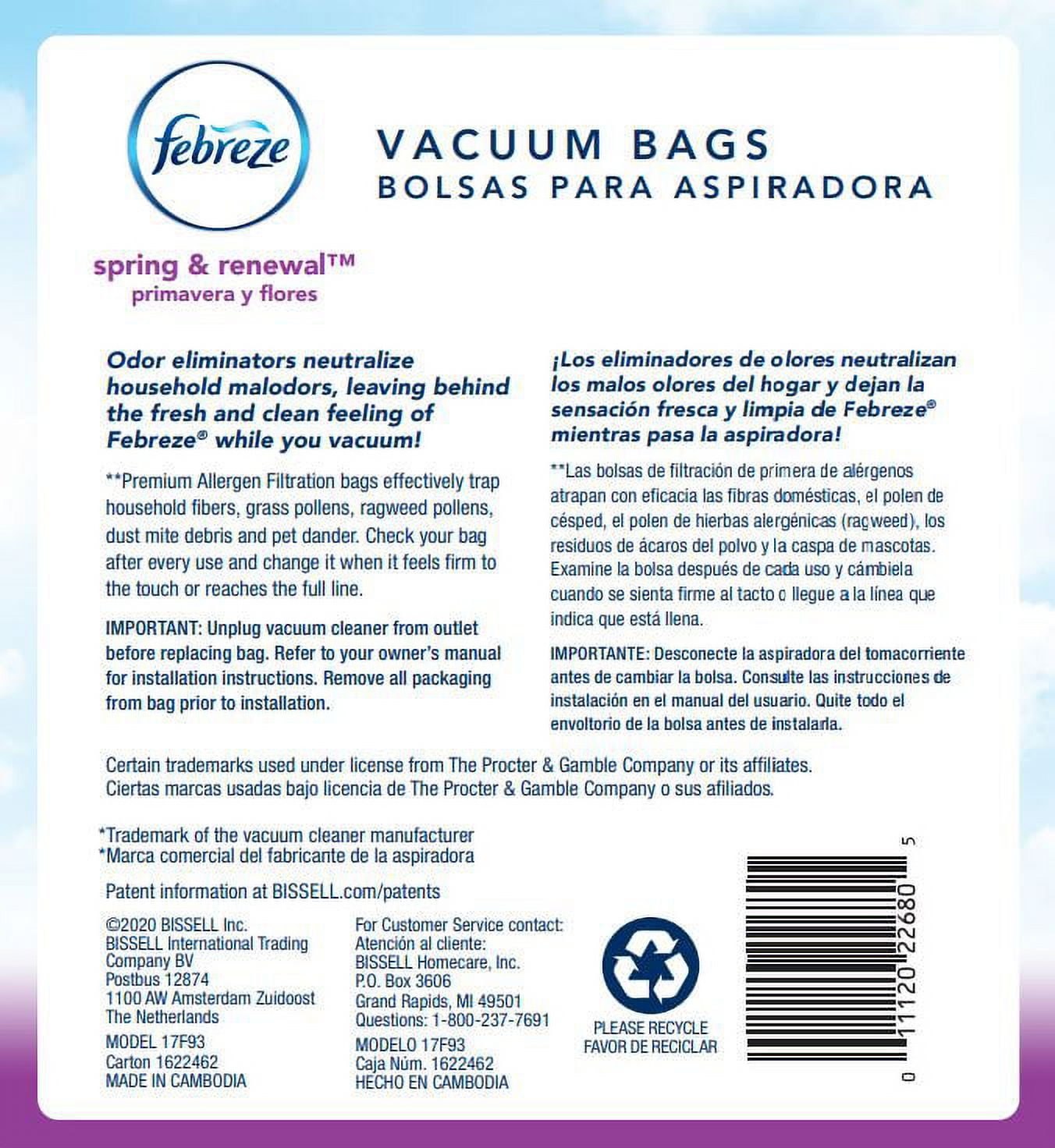 Febreze Spring & Renewal Scent BISSELL Style 7 Vacuum Bag, 3-Pack, 17F93