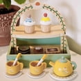thumbnail image 4 of Wooden Simulation Dessert Rack Afternoon Tea Set Toy Pretend Play Food Learning Role Play Game Early Educational Puzzle Toys, 4 of 7