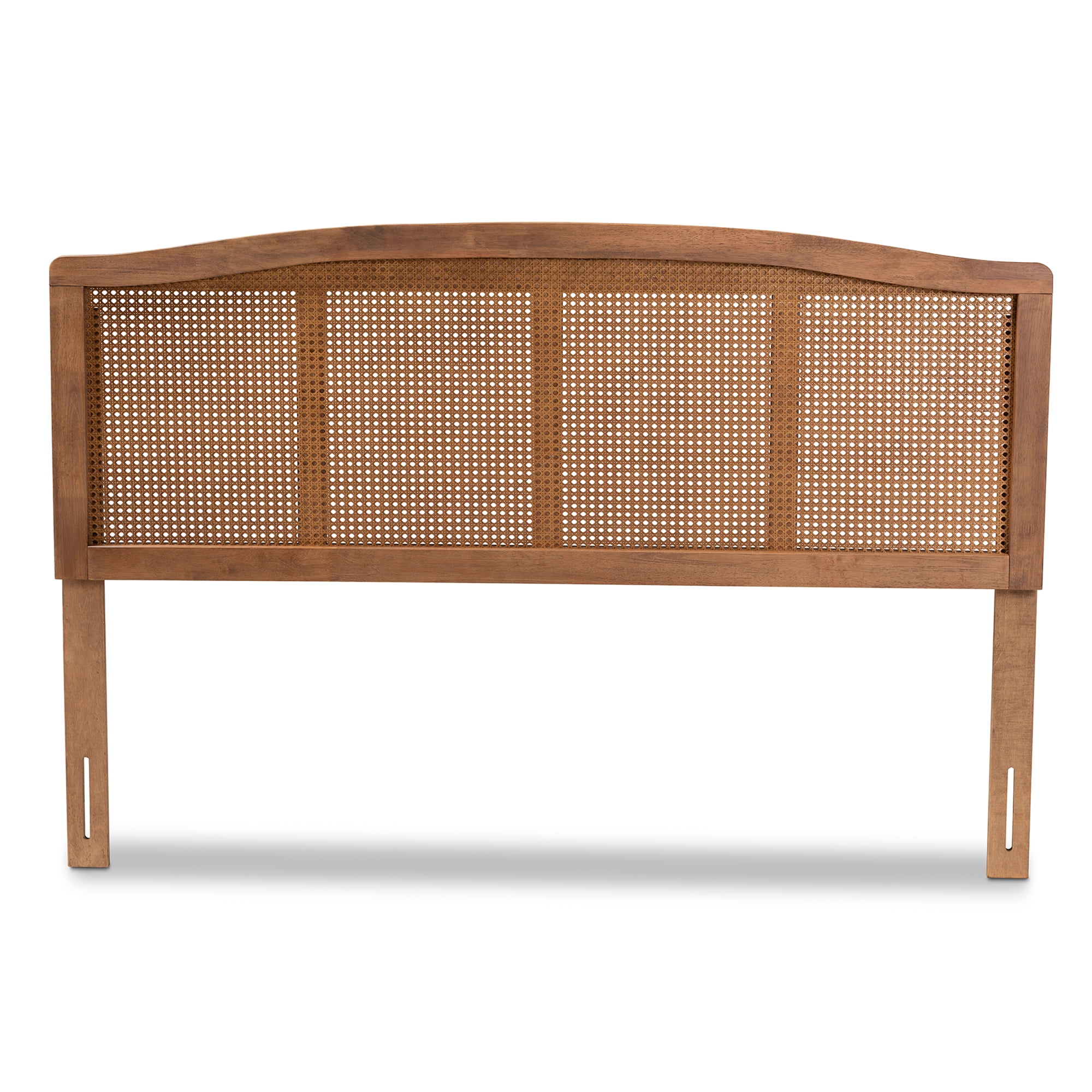 Baxton Studio Marieke Mid-Century Modern Ash Wanut Finished Wood and Synthetic Rattan Queen Size Headboard