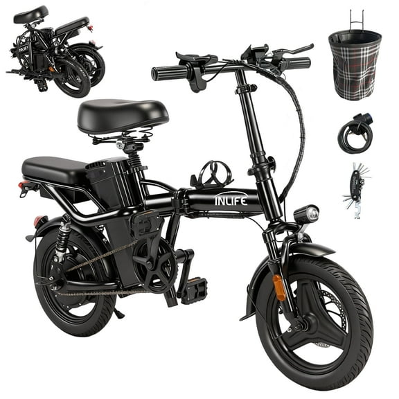 Inlife 14" Folding Electric Bike 10AH Battery Ebike 750W Electric Folding Bicycle 25 Miles Range 20 Miles Max Speed