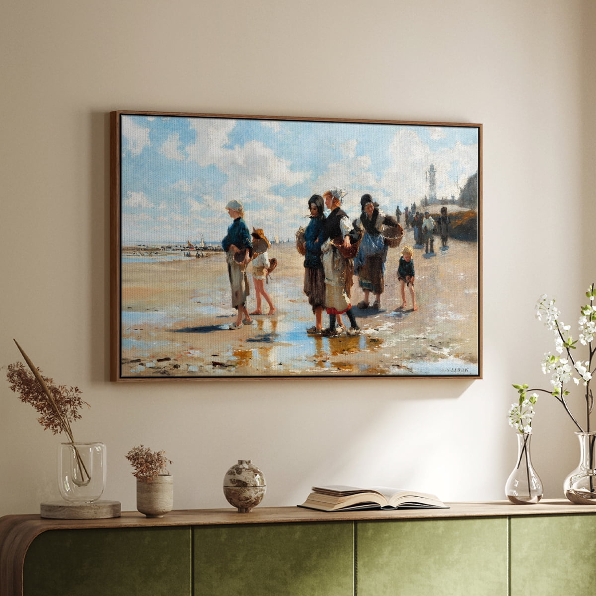 Vintage Landscape-CXII By Wexford Home Framed in Walnut Wood Gallery Wrapped Canvas 25 in. x 37 in.