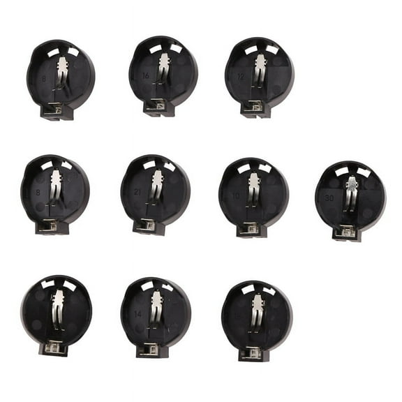 10pcs Black Round Button Battery Holder Case for CR2032 2016 2025