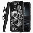 thumbnail image 1 of DALUX V Kickstand Holster Hybrid Phone Case Cover Compatible with TCL 30 V 5G (2022) - Night Skull Rose, 1 of 2