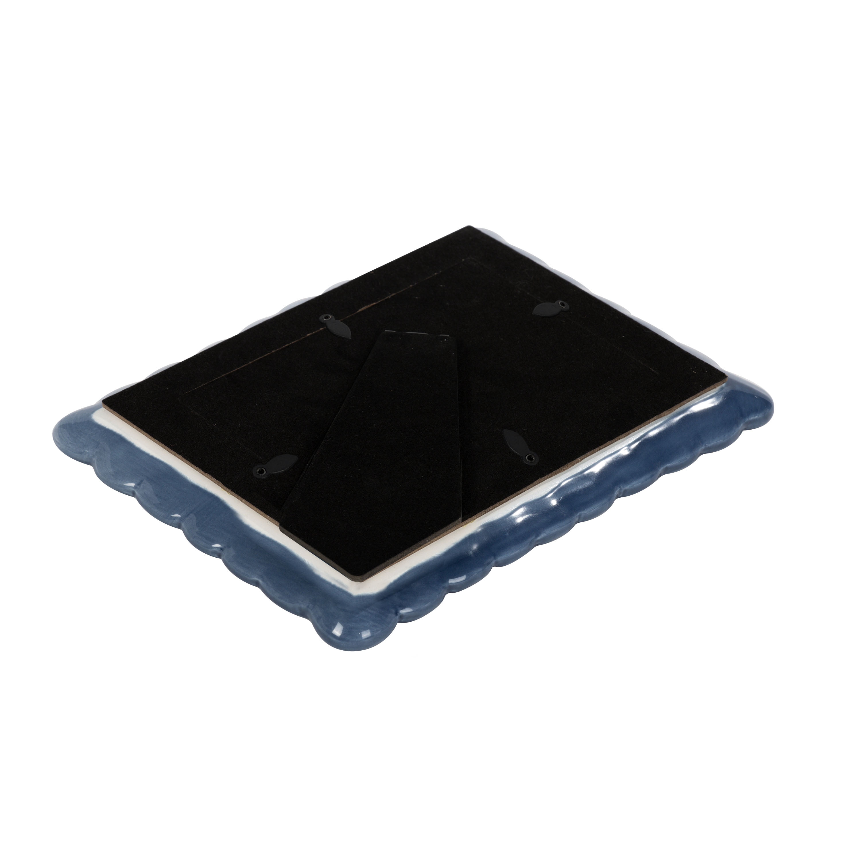 Sterling & Noble Home – 4x6 Picture Frame – Double Ruffle Dark Blue Ceramic Photo Frame