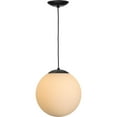 thumbnail image 5 of Atwell Collection Matte Black and Opal Glass Globe Large Hanging Pendant Light, 5 of 9