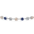thumbnail image 2 of Gem Stone King 2.41 Ct Round Peach Morganite Blue Created Sapphire 925 Sterling Silver Lab Grown Diamond Tennis Bracelet for Women (Fully Adjustable up to 9 inch), 2 of 3
