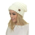 thumbnail image 2 of C.C Oversized Baggy Slouch Thick Warm Cap Hat Skully Cable Knit Beanie, Ivory, 2 of 2