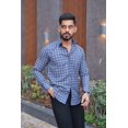 thumbnail image 3 of VOZIA Trendy Checked Men's Shirt with Long Sleeves, Relaxed Fit Cotton Linen Blend - Sizes XXL, 3 of 10
