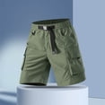 thumbnail image 5 of Josdec Men's Casual Cargo Shorts Solid Color with Multi-Pockets Adjustable Belt Elastic Waist Work Pants, 5 of 5
