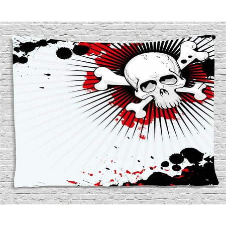 Halloween Tapestry Skull With Crossed Bones Over Grunge