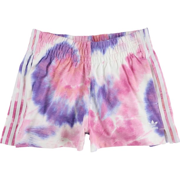 Adidas Womens Tie Dye Athletic Walking Shorts, pinkmulti, M