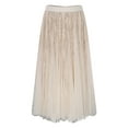 thumbnail image 3 of Sequin Skirt Elastic High Waisted A-Line Sparkle Pleated Skirts Color:Beige Size:L, 3 of 7