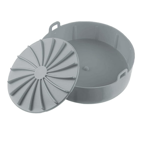 Olla de silicona para freidora de aire Yuarrent 16 cm Gris Pequeño