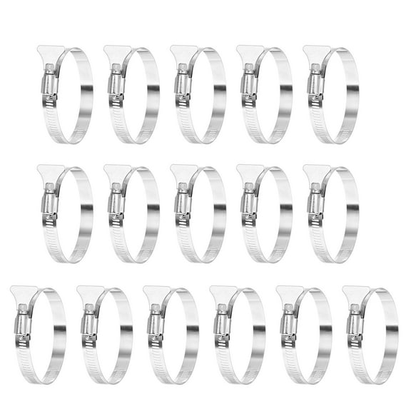 Uxcell Stainless Steel Hose Clamp, 16 Pcs 65-89mm (2.6-3.6Inch) Adjustable Thumb Screw Key Type Clamps Worm Gear Hose Clamp for Plumbing Fastener Tube Radiator Garden, Silver Tone