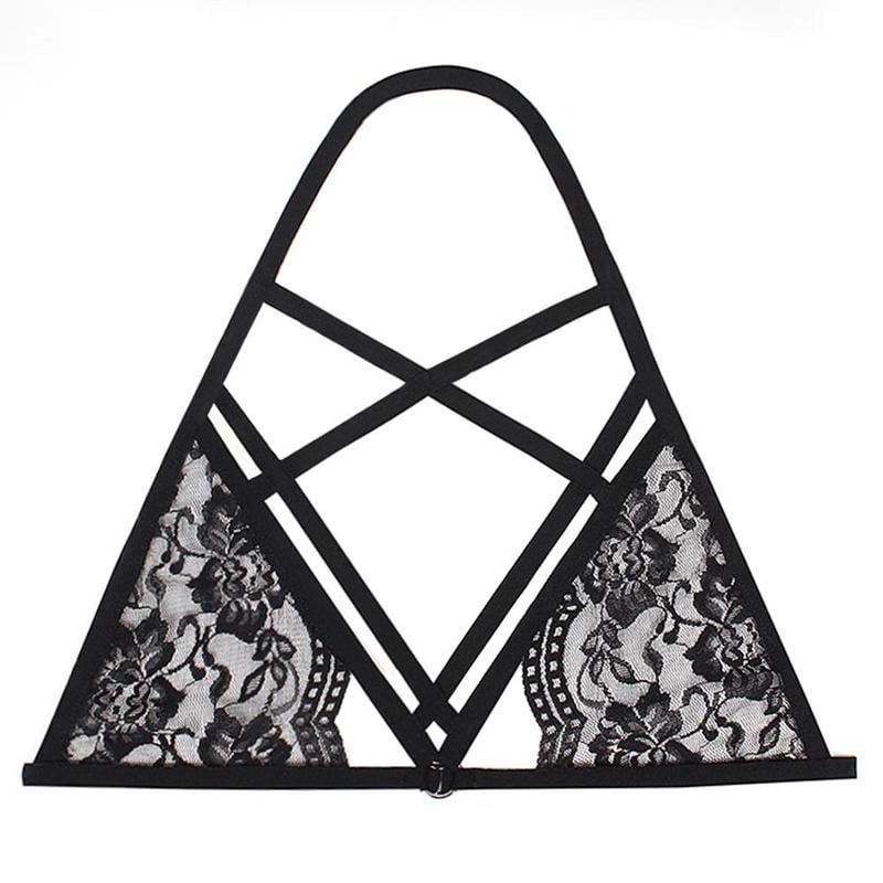 New Floral Sheer Lace Triangle Bralette Bra Crop Top Bustier Unpadded Mesh Lined