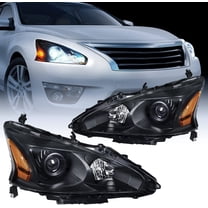 Nilight Headlight Assembly for 2013 2014 2015 Altima 4 Door Sedan Advance Base Exclusive SL S SV Sense Sedan 4 Door Replacement Headlamp Clear Projector Black Housing Amber Reflector, 2 Years Warranty