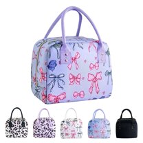 Mziart Cute Lunch Bag Insulated Lunch Box for Women Men Work Picnic, Reusable Lunch Tote Cooler Bag, Blue Bows