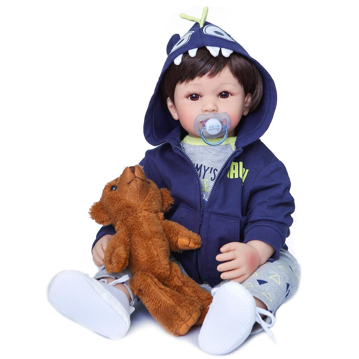 Realistic Reborn Baby Dolls 24 inch Soft Cloth Body Feeling Realistic Newborn Real Baby Doll with Feeding Accessories for Seniors,Collector and Kids 3+