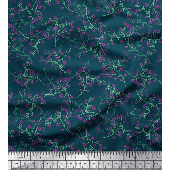 Soimoi Viscose Chiffon Fabric Leaves & Floral Artistic Fabric Prints By Yard 42 Inch Wide