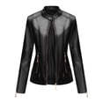 thumbnail image 7 of Faux Leather Jackets for Women Fashion Dressy,Leather Jacket Women Long Sleeve Faux Suede Motorcycle Jacket Solid Color Zip Up Coat Lightweight Fall Tops, 7 of 7