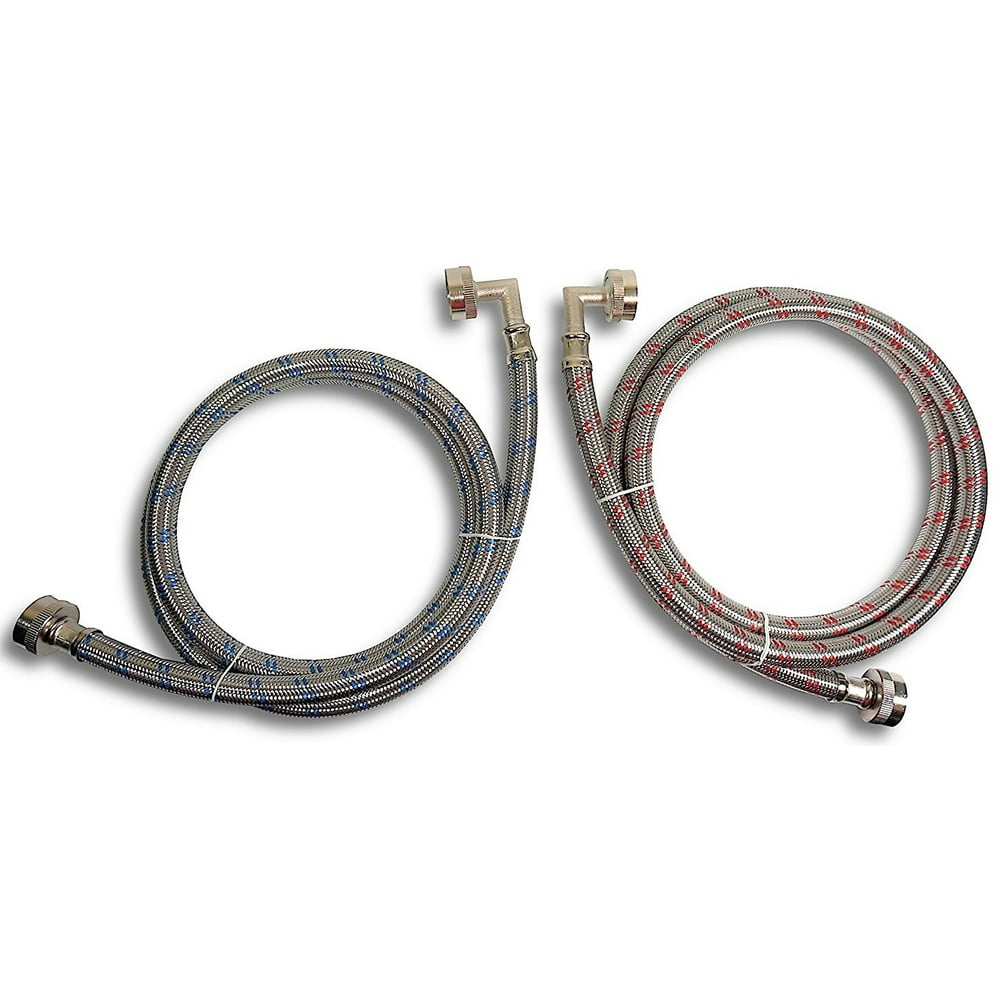 Premium Stainless Steel Washing Machine Hoses with 90 Degree Elbow, 10