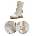 thumbnail image 4 of JUSLIO Shoes for Girls Girls Boots Bow Knee-High Boots Zipper Princess (Toddler/Little Kid/Big Kid) Shoes 27(US:10 M) Beige, 4 of 9
