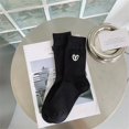 thumbnail image 2 of vnanda Women Socks 1 Pair Women Simple Embroidery Heart Pattern Sport Socks Solid Color Ribbed Mid-tube Sport Socks Sweat-absorbing Simple Socks Comfortable, 2 of 8