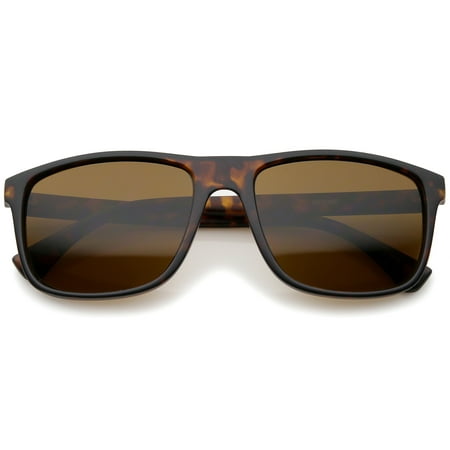 sunglassLA - Modern Casual Lifestyle Flat Top Rectangle Lens Horn Rimmed Sunglasses - 56mm