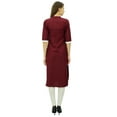 thumbnail image 6 of Bimba Women's Linen Kurta Embroidered Kurti Mandarin Collar Chic Straight Long Tunic, 6 of 9