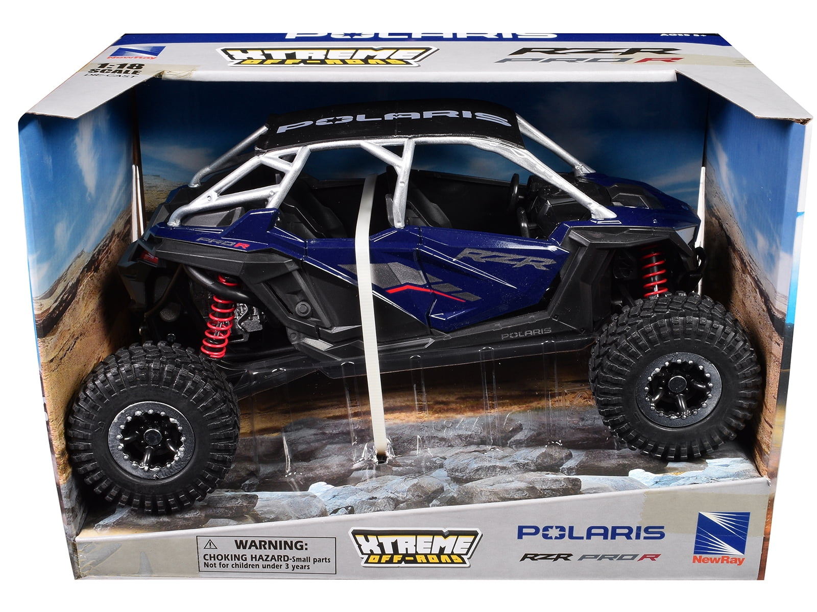 New Ray Toys 58466A 1:18 Scale POL RZR Pro R4 Rock Crawler Azure