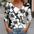 thumbnail image 2 of Womens Blouses Long Sleeve Women's V-neck Printed Button Long Sleeved Shirt T-Shirt, 2 of 5