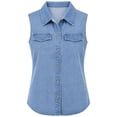 thumbnail image 5 of VBVC Women's Sleeveless Curved Hem Denim Vest , Button Down Jean Vest For Women, S-2XL, 5 of 8