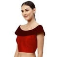 thumbnail image 2 of eloria Women's Blouse Boat Neck Filler Multicolor Sleeveless Top Color: Redorange & Maroon | Size: 36, 2 of 6