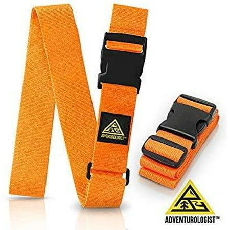 TRAVEL LUGGAGE STRAP- SET OF 2 ORANGE ADJUSTABLE STRAPS - Best Belt to Keep Your Bags Secure and Spot Your (Best Of Strap On)