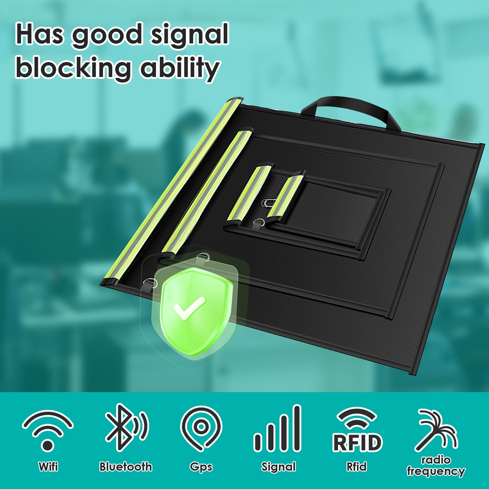 4Pcs Faraday Bags RFID Faraday Pouch with Reflective Strip and Handle Signal Blocker Faraday Bag Anti-Tracking Faraday Bags Anti-Theft Faraday Key Fob Protector for Laptops Tablets Phones