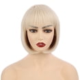 thumbnail image 3 of Onedor 10" Short Straight Hair Flapper Cosplay Costume Bob Wig (60#-Platinum Blonde), 3 of 7